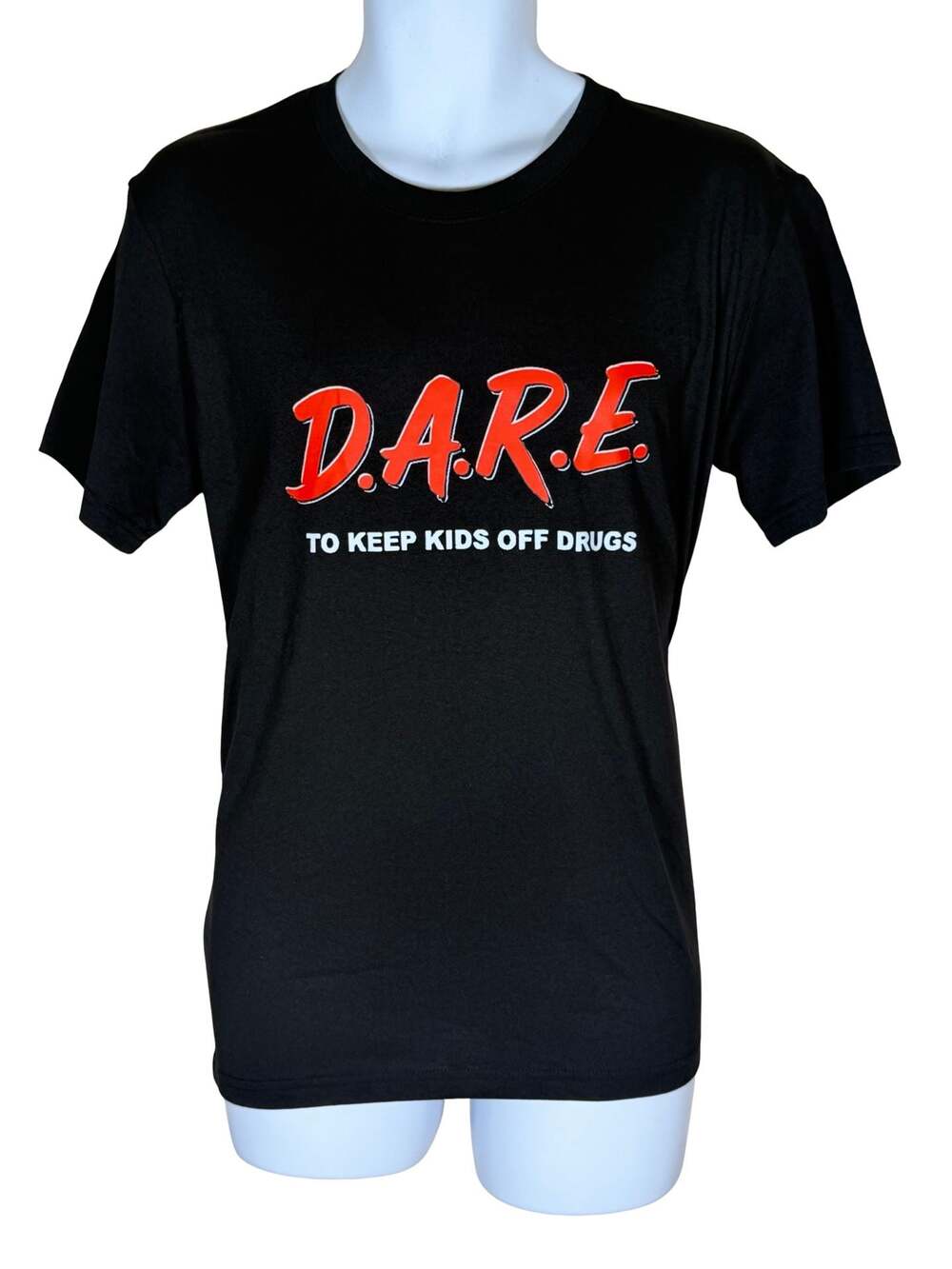 Vintage D.A.R.E. To Keep Kids Off Drugs Black T-Shirt Puff Print Mens Medium
